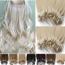 150g Real Thick Micro Ring Human Hair Extensions Loop Microlink Beads Tip 0.5/1g