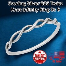 Sterling Silver 925 Twist Knot Infinity Ring Band Sz 9