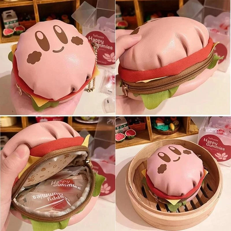 Kirby Hamburger Burger Coin Purse Pouch, Anime, Cartoon, Pink,Plush, Bag |  eBay
