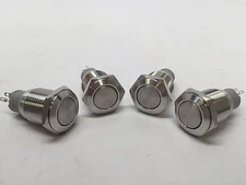 4 of Marine Boat Car Trailer SS304 Auto ON-OFF Push Switch Button w/ Nut 12VDC