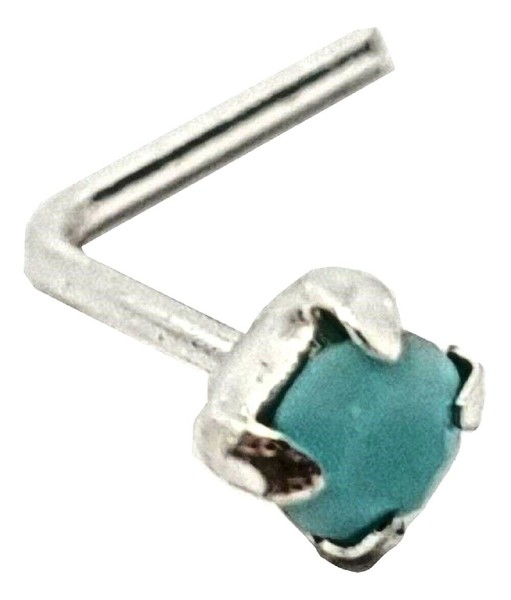 TüRkis Nasenstecker Winzig 2Mm Edelstein 22G (0,6Mm) 925 Sterling Silber L Bi...-image
