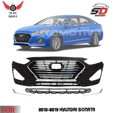 Front Bumper Cover Fascia Primed & Grille Assembly For 2018-2019 Hyundai Sonata