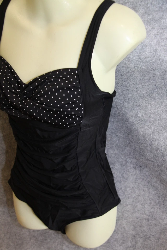 BADEANZUG SCHWIMMANZUG   GRÖSSE  38 SCHWARZ BRUSTTEIL GEPUNKTET SCHAUMSTOFF C&A - Bild 2 von 3