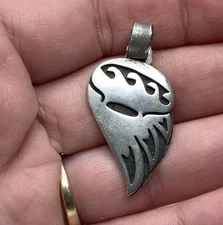 Hopi Native Vintage Sterling Silver Overlay Tribal Eagle Wing Pendant ~ 5g