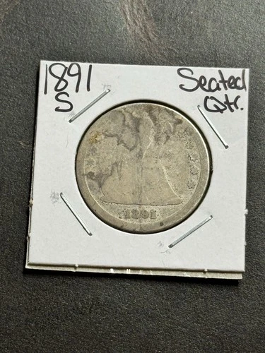1891 S Seated Liberty Silver Quarter AG About Good U.S. 25c Type Coin (Raw18742)