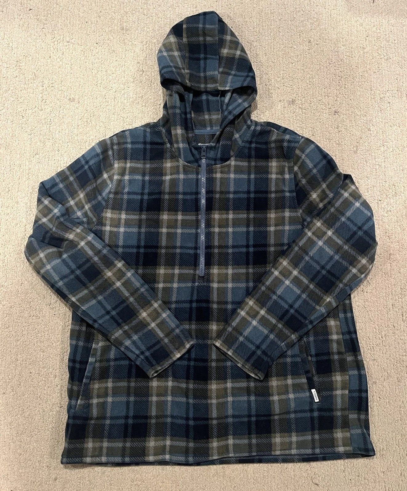 Mens ONeill Shacket Shirt Jacket Flannel Fleece 1/4 Zip Sz XL Extra Large Hooded