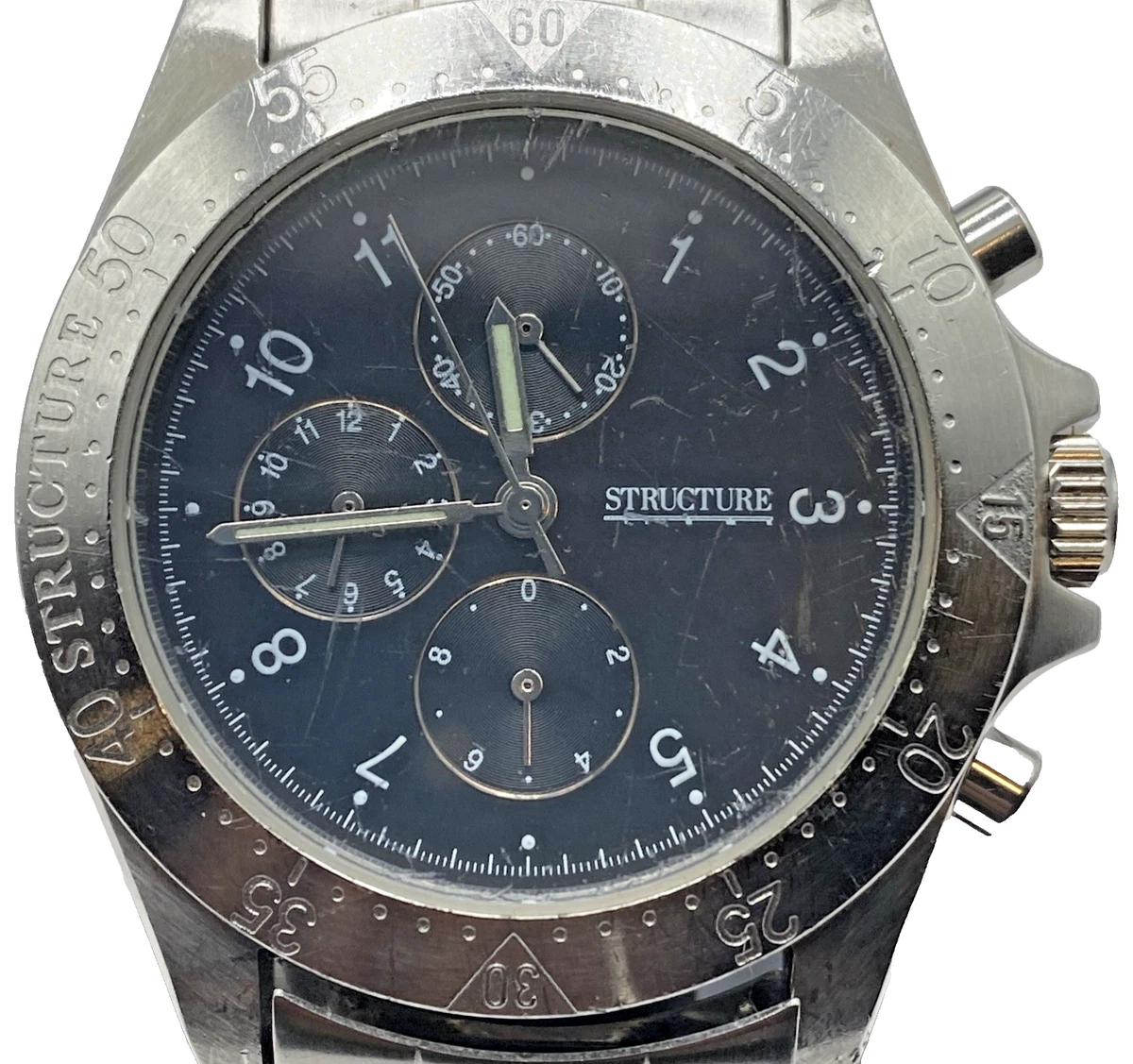 Structure Men’s Chronograph Watch 33881 124 Gunmetal Stainless Steel 51mm Structure Black Wristwatches for sale | eBay main image 3