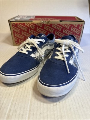 Milton Blue Suede Women's Shoes Vans Women s Size 7 Flowered Trim New In Box
