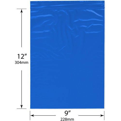 Plymor 9" x 12", Blue 2 Mil Zipper Reclosable Plastic Bags - Picture 2 of 4