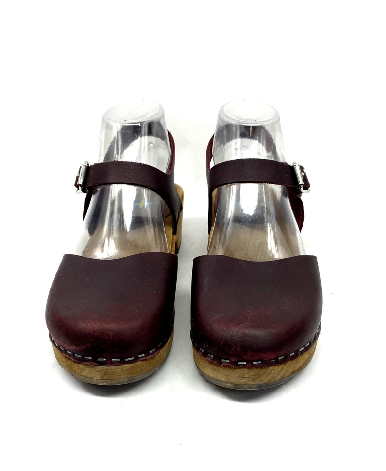 Zuecos suecos de madera Mia 1976 Sofia talla EU 38/US 7,5 cuero borgoña sorbo Foto 2 de 4