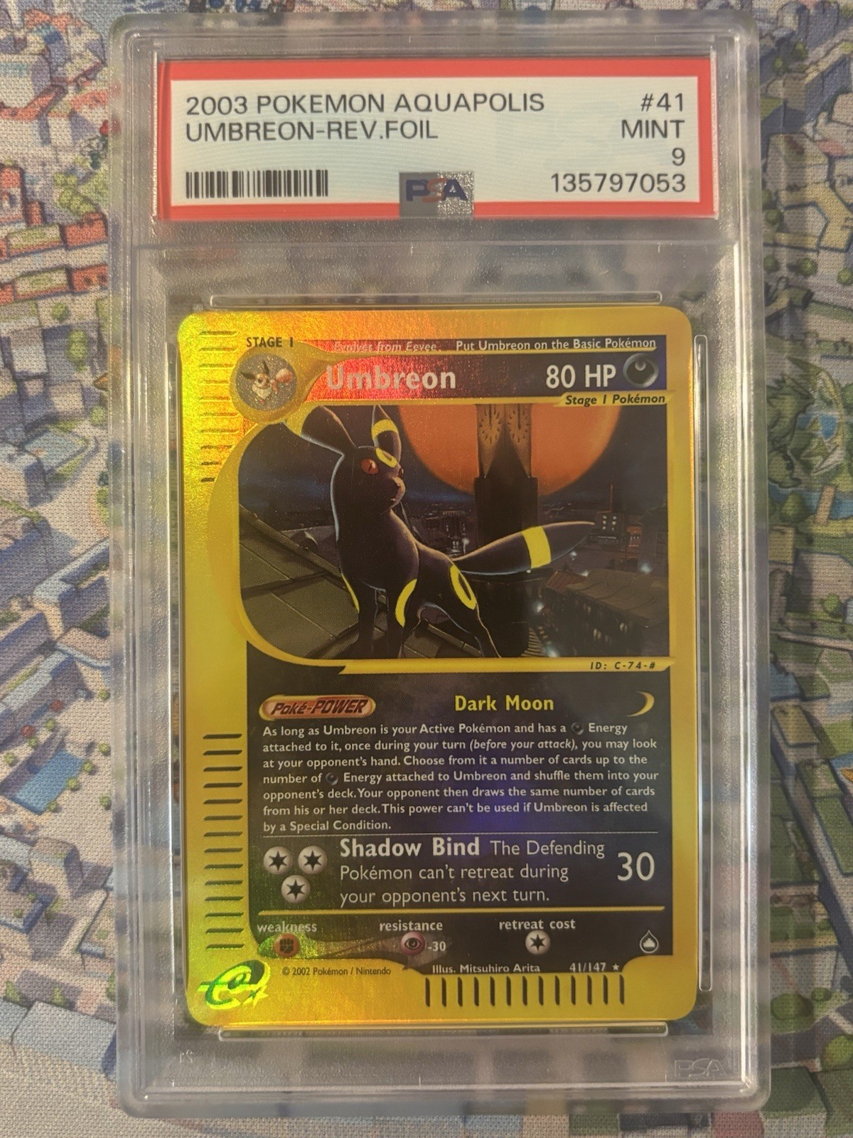 2003 Pokémon Aquapolis Umbreon Reverse Holo #41 PSA 9 🔥 Mint Cert# 135797053