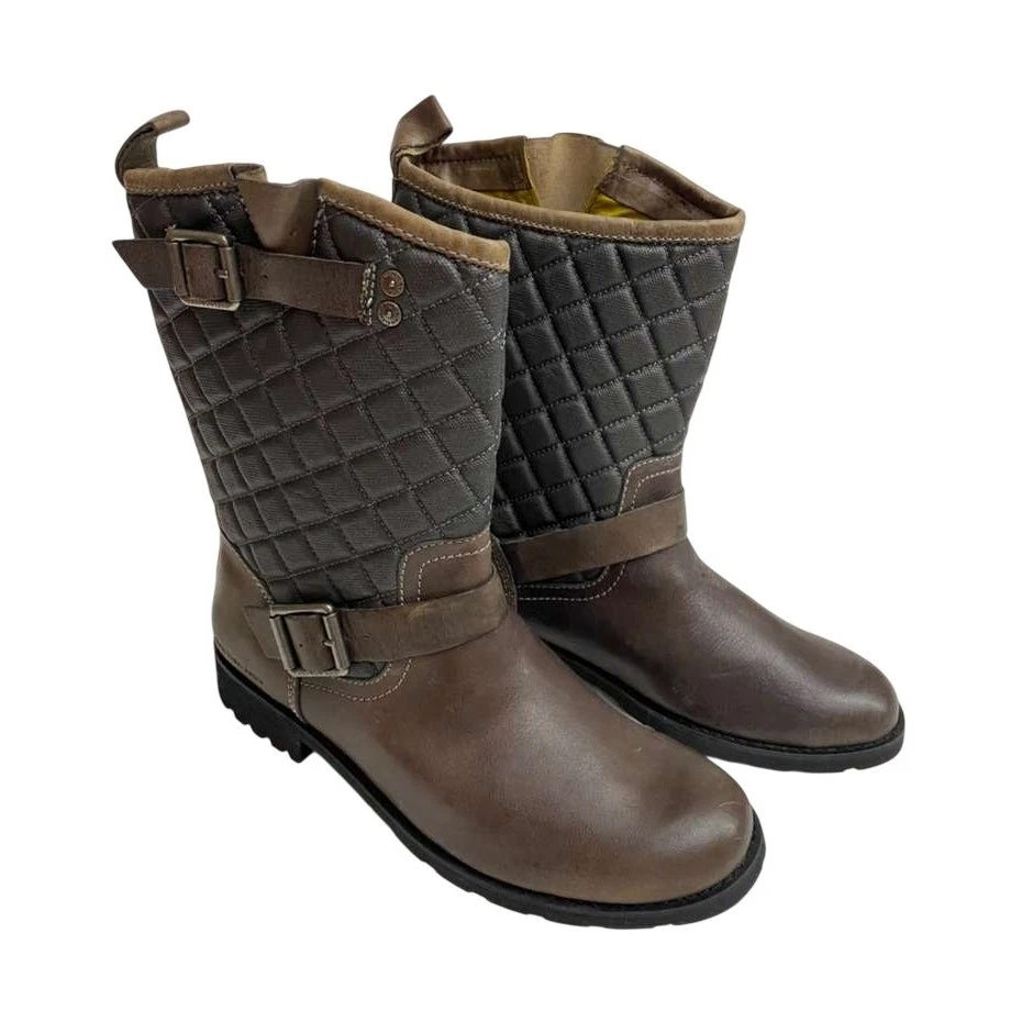 Calvin Klein Jeans Billy Mens Leather Quilted Brown Boots Sz 9 Hipster Western Justin Mens Pebble Brown Leather Western Boots 11in Cowboy  main image 4