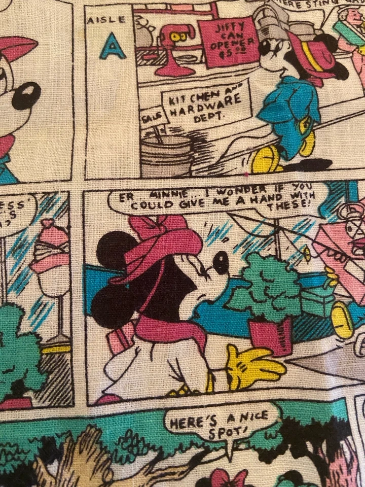 Mickey Mouse Sunday Comics Cartoon Hawaiian Shirt Medium Oversized VTG 80's - Image 4 of 4