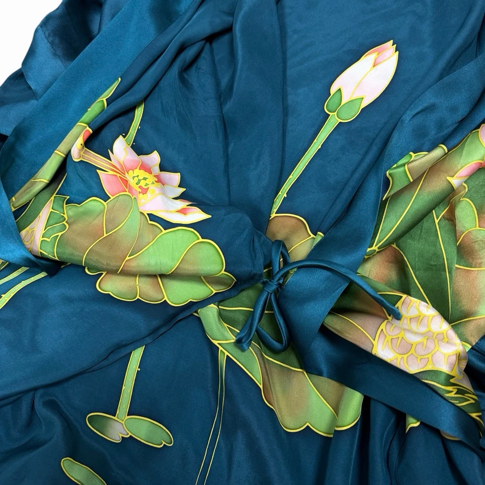 Ким + Оно 100% шелк вручную напечатано журавль кимоно халат один размер женщин - Изображение 3 из 4