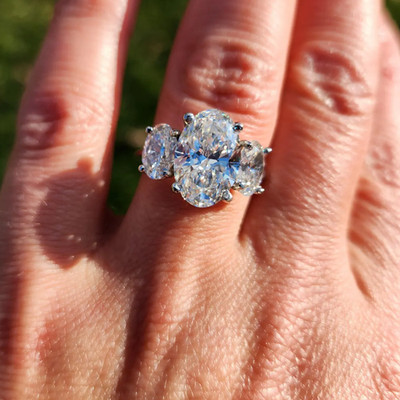950 Platinum Diamond Engagement Ring IGI Certified Lab Grown 6.50 Carat Oval Cut