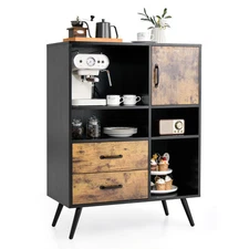 Industrial Buffet Sideboard Storage Cabinet Organizer Cupboard w/Cubbies Drawers