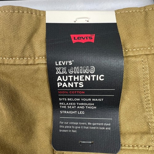 Levis XX Chino Pants Mens 36x32 New Brown Khaki Straight Relaxed Fit Stretch - Picture 8 of 13