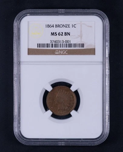 1864 Indian Head Cent NGC MS 62 BN Civil War Era WB001