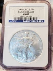 2007 NGC MS69 AMERICAN SILVER EAGLE 1 OZ .999 FINE BULLION GORGEOUS BLAST WHITE