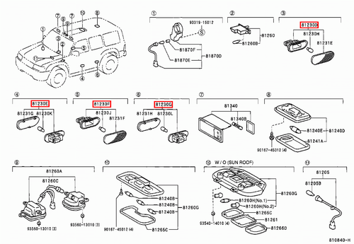 Genuine Toyota LandCruiser 100 Series UZJ HDJ Door Courtesy Light Lamp x4 - Picture 15 of 20