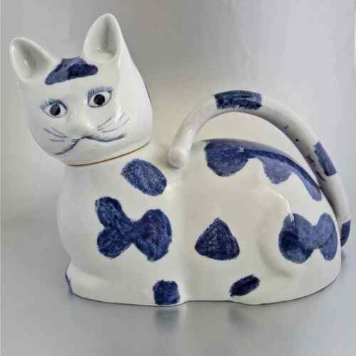 Urinoir en porcelaine pour chat chinois années 1900-1940 RARE bleu & blanc - Photo 1 sur 5