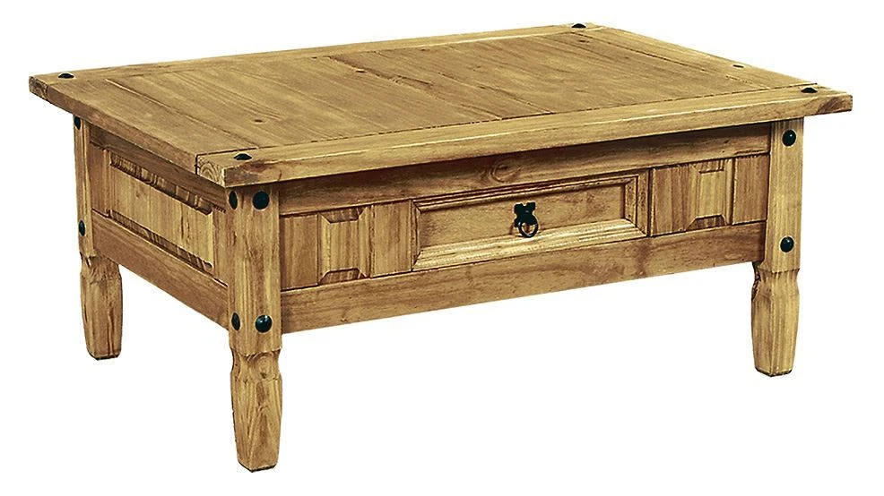 COFFEE TABLE RECTANGLE TEA OCCASIONAL DESK CORONA DISTRESSED WAXED