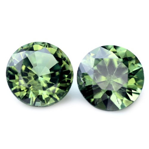 Zafiro verde natural certificado 0,87 quilates VVS australiano 4,4 mm redondo par a juego - Imagen 3 de 4
