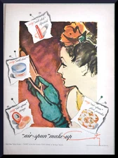 1943 Coty Vintage PRINT AD Air spun make up WWII era