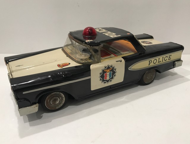 metal police car toy