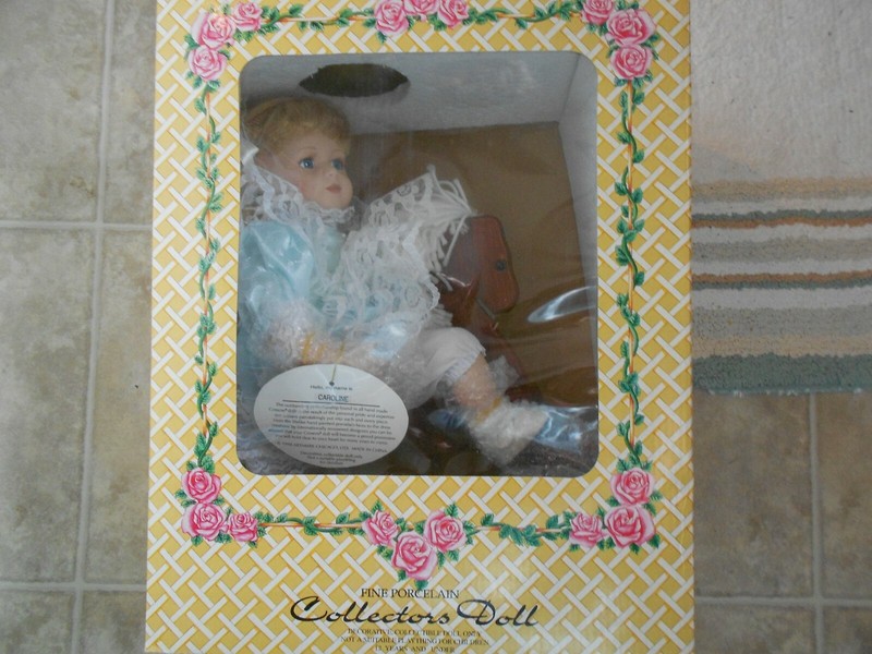 Vintage 1998 Crowne Fine Porcelain  Girl Doll Blonde Hair NIB Never Opened