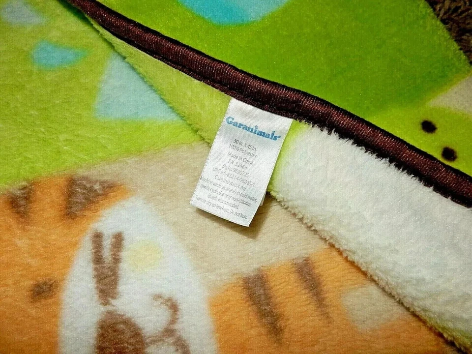 7H LN 30x45 GARANIMALS Plush Safari Jungle Zoo Baby Crib Blanket Tiger Monkey - Image 2 of 4