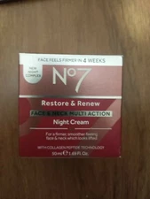 No7 Restore & Renew Multi Action Face & Neck Night Cream,1.69oz New & Sealed ￼