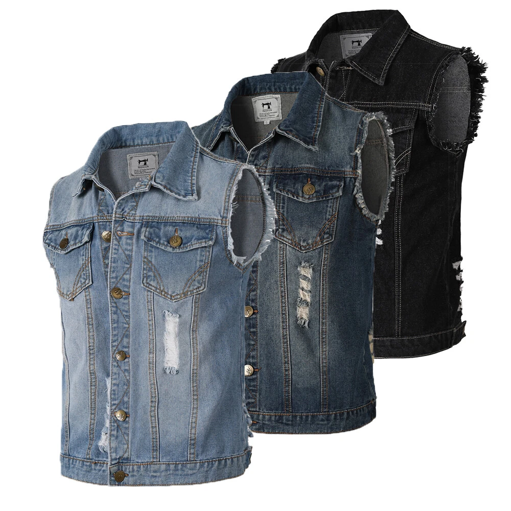 Sleeveless denim waistcoat discount