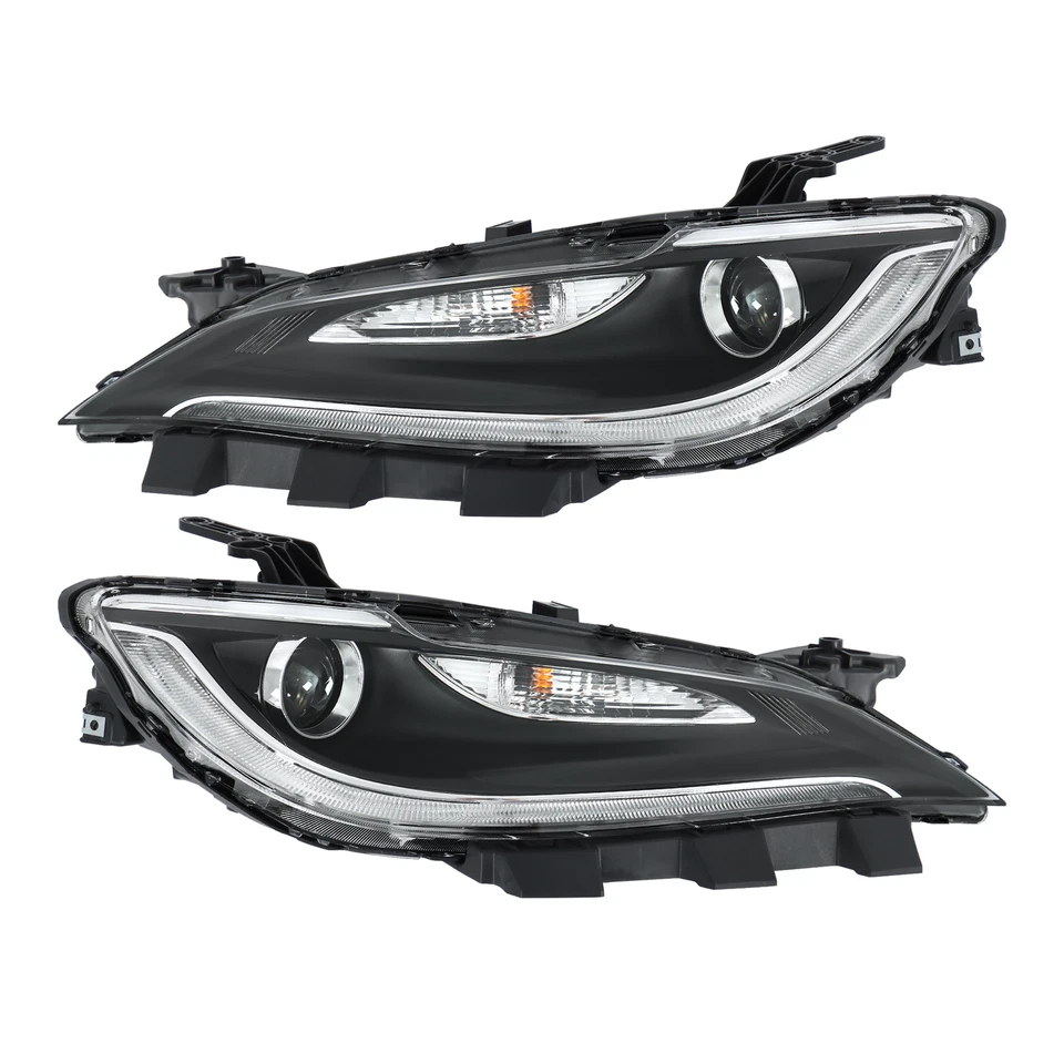 Right+Left For 2015-2017 Chrysler 200 Halogen Chrome Trim Headlight w/ LED DRL Foto 2 de 4