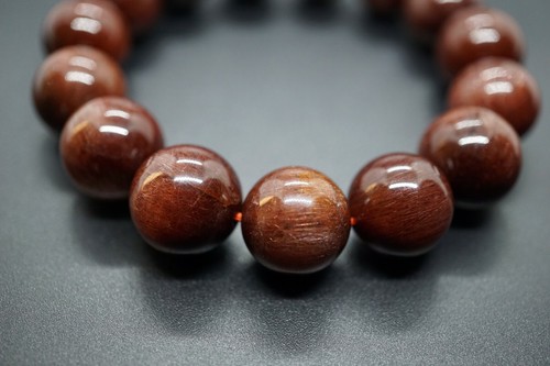 Natural Red Rutilated Quartz Bracelet Red Rutilate Quartz 14.5mm Gift for Him - Picture 5 of 9