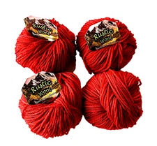 4 Skeins Yarn Queensland Collection Rustic Wool Superwash Red #2 Dye #109 Italy
