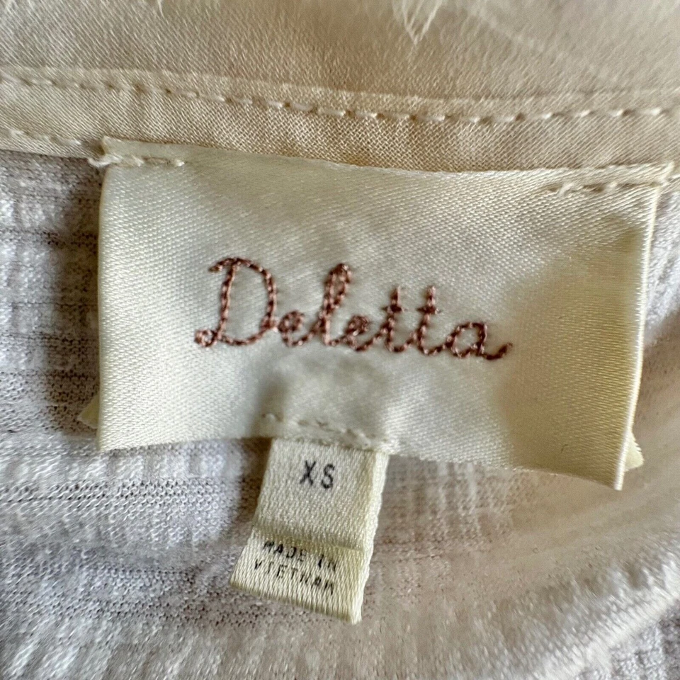 ANTHROPOLOGIE Deletta "Thea" Cream Peplum Boho Top Layered Ruffle Hem SIZE XS - Image 3 of 4