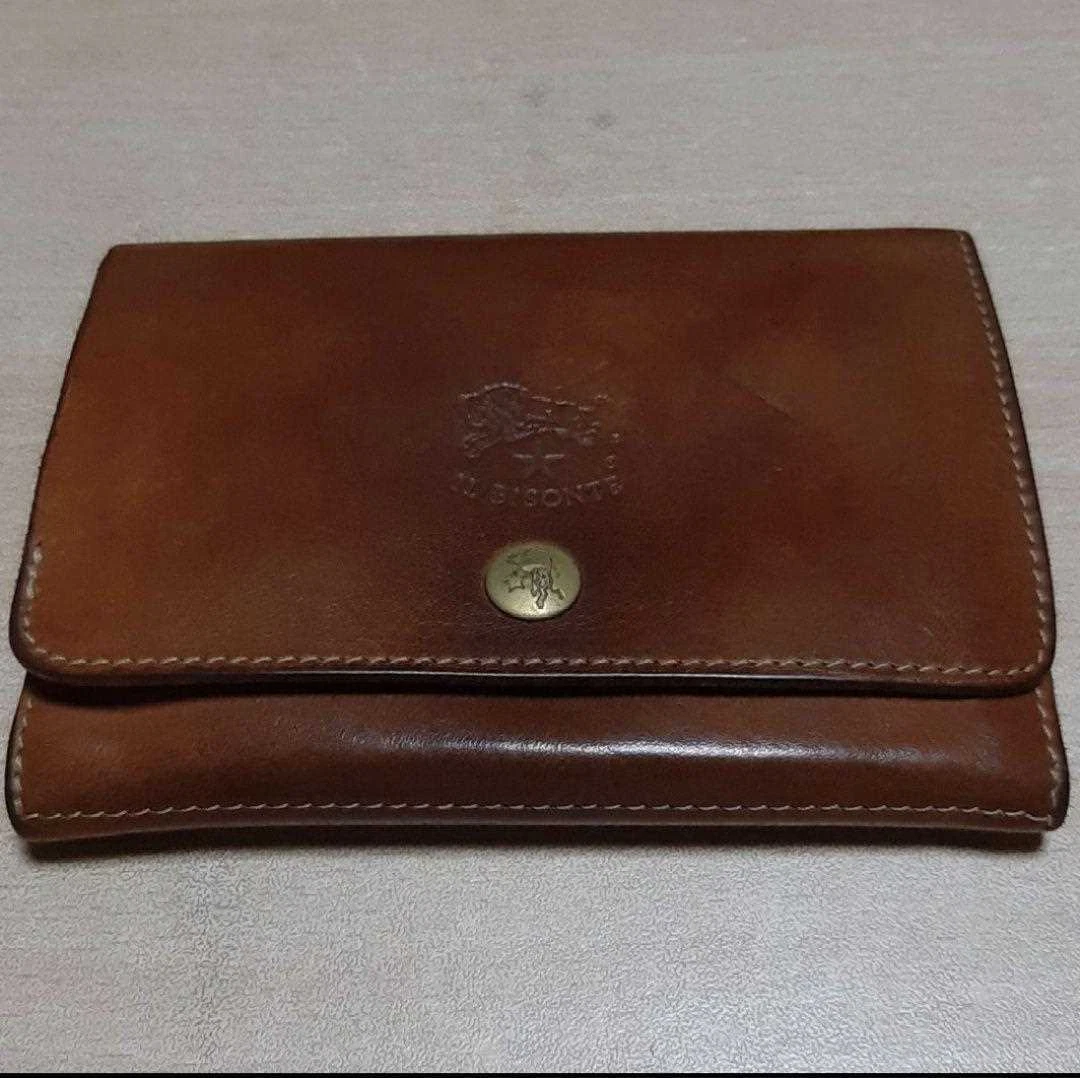 Il Bisonte wallet folio smart compact leather wallet used women&