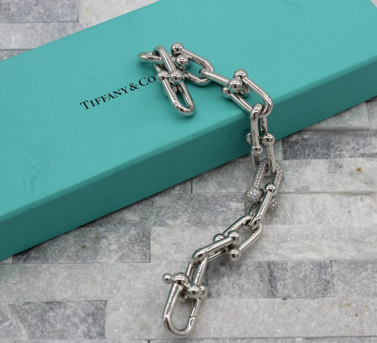 Tiffany Hardwear Large Link Bracelet in Rose Gold with Diamonds, Size: Small