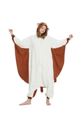 Unisex Adult Coffee Flying Squirrel Pajamas Plush Women Men Costumes Sleepwear