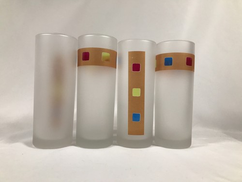 Dartington Designs MCM Farbquadrate 6,75 Zoll mattiertes Tom Collins Glas 4er Set - Bild 1 von 13