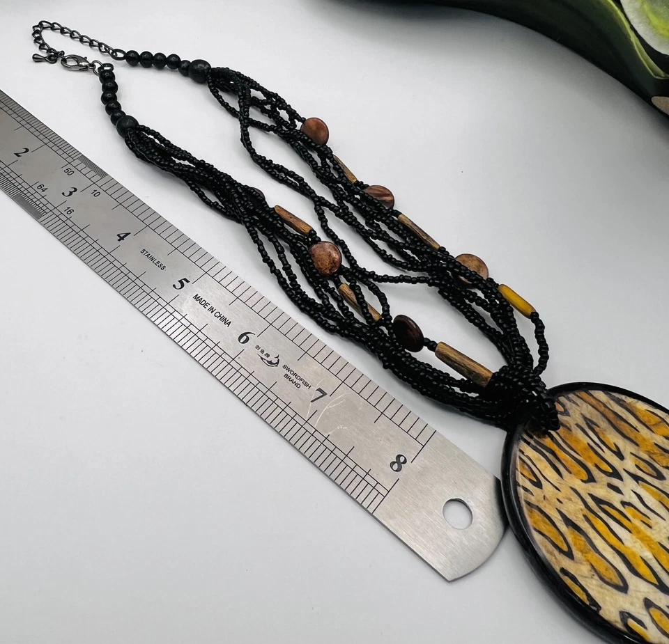 Gargantilla con estampado de animales collar de múltiples hebras con cuentas 16"" Foto 3 de 3