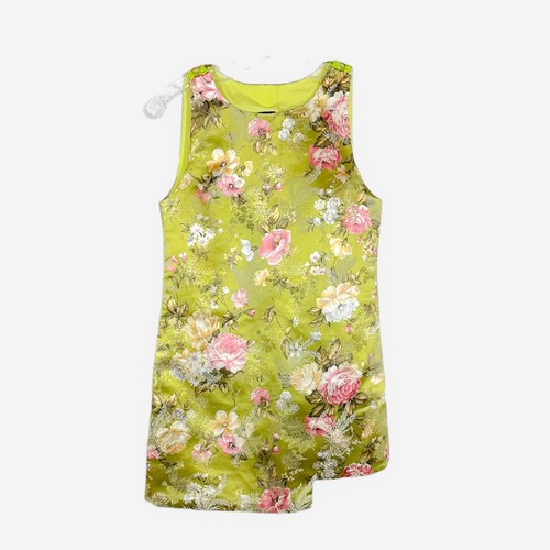 Thuy Design House Size XS Floral Lime Green Silk Oriental Tradtional Party Event - Picture 1 of 4