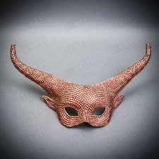 Luxury Krampus Long Horns Rhinestone Elegant Devil Women Masquerade Mask Silver