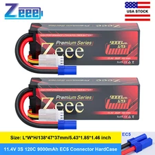 2x Zeee 11.4V 120C 9000mAh 3S HV LiPo Battery EC5 for RC Car Truck Racing Hobby