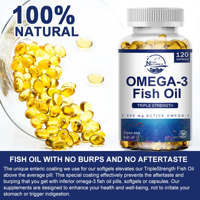 Cápsulas de aceite de pescado Omega 3 3x fuerza 2500 mg EPA y DHA, máxima potencia 360 piezas Foto 3 de 4