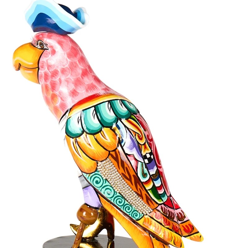 PAPPAGALLO Pirata Statua Scultura Tom's Drag 4602 Francis D 55 cm Pop Art Arredo, fotografia 9 di 9