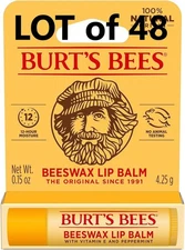 Lot of 48 / Burt’s Bees Beeswax Lip Balm with Vitamin E & Peppermint (48 Total)
