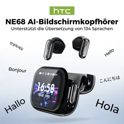 HTC NE68 Bluetooth 6.0 Kopfhörer mit LCD-Touchscreen, IPX5 wasserdicht, kabellos