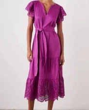 NWT Soft surroundings Verena Eyelet Midi Dress Sz PM deep orchid purple MSP $150